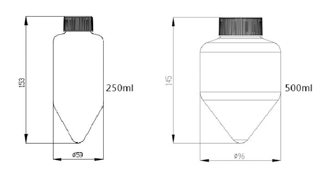 Garrafa Centrífuga Característica do produto da garrafa centrífuga inferior cônica de 250mL 500mL Garrafa Centrífuga Característica do produto da garrafa centrífuga inferior cônica de 250mL 500mL